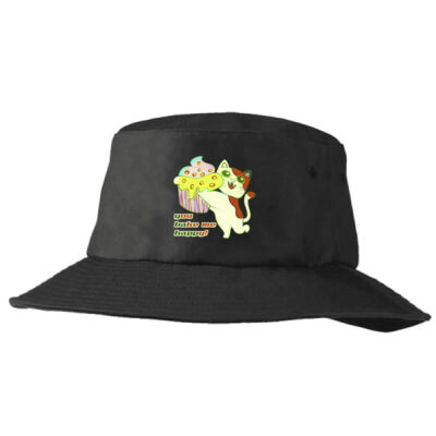 Cute Cat Cupcake Design - Poly Viscose Bucket Hat Thumbnail