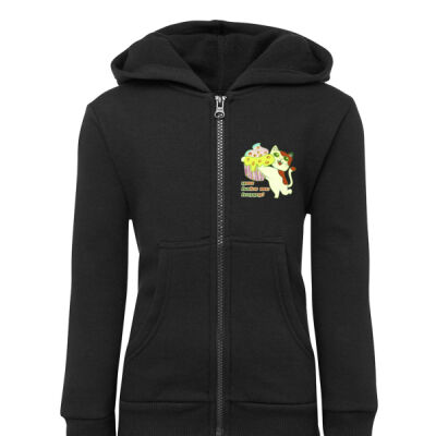 Cute Cat Cupcake Design - P/C FULL ZIP HOODIE - Kids Thumbnail