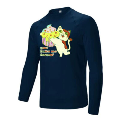Cute Cat Cupcake Design - Ladies Long Sleeve Rashie Thumbnail