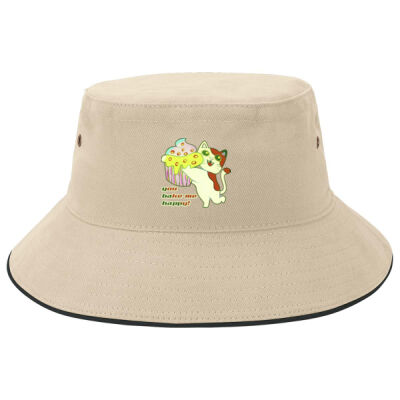 Cute Cat Cupcake Design - Sandwich Brim Bucket Hat Thumbnail