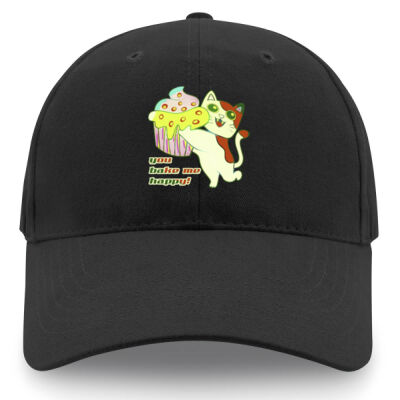 Cute Cat Cupcake Design - Premium Soft Cotton Cap Thumbnail