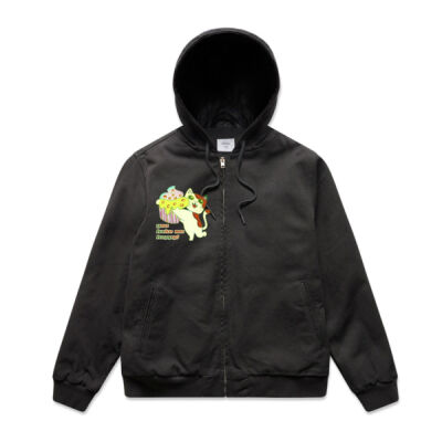 Cute Cat Cupcake Design - Canvas Bomber Hood Jacket Thumbnail
