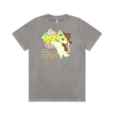 Cute Cat Cupcake Design - Wo's Stone Wash Heavy Tee Thumbnail