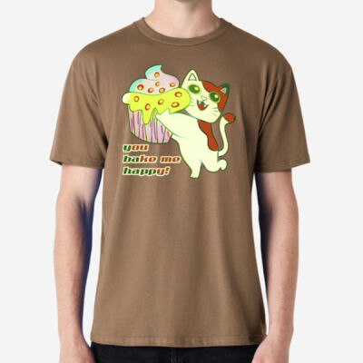 Cute Cat Cupcake Design - Adult Midweight Classic-Fit Crew Tee Thumbnail