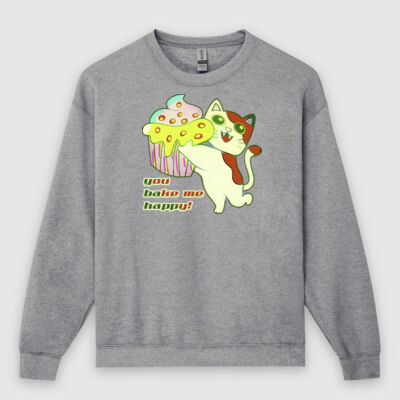 Cute Cat Cupcake Design - Heavy Blend Adult Crewneck Sweatshirt Thumbnail