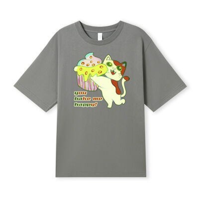 Cute Cat Cupcake Design - Unisex Oversize Easyfit Tees Thumbnail