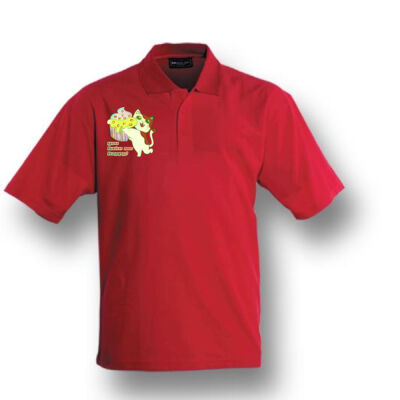 Cute Cat Cupcake Design - Plain Colour Poly Face Cotton Backing Short Sleeve Polo Thumbnail