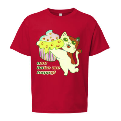 Cute Cat Cupcake Design - Fine Jersey Youth T-Shirt Thumbnail