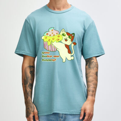 Cute Cat Cupcake Design - Sueded Unisex Crewneck T-Shirt Thumbnail