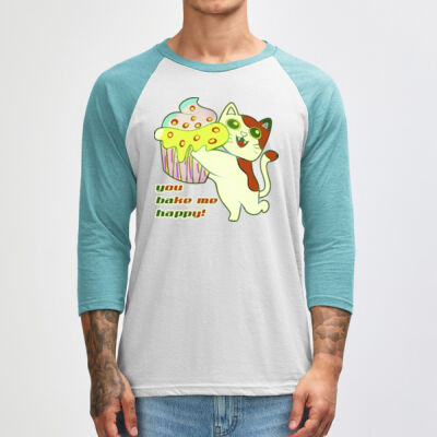 Cute Cat Cupcake Design - Unisex Classic Raglan T-Shirt Thumbnail