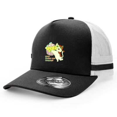 Cute Cat Cupcake Design - Striped Trucker Thumbnail