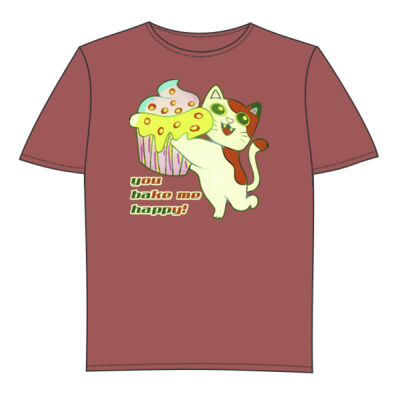 Cute Cat Cupcake Design - Fine Jersey Unisex T-Shirt Thumbnail