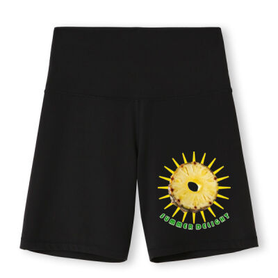 Tropical Pineapple Sun - Womens High Rise Legging Shorts Thumbnail