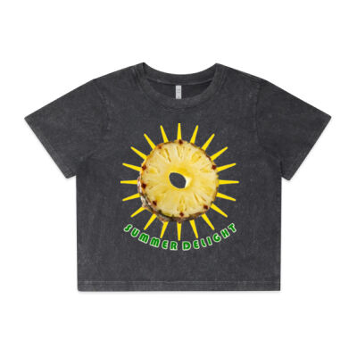 Tropical Pineapple Sun - Wo's Stone Wash Heavy Crop Tee Thumbnail