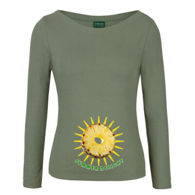 Tropical Pineapple Sun - C of C Ladies L/S Boat Neck Tee Thumbnail