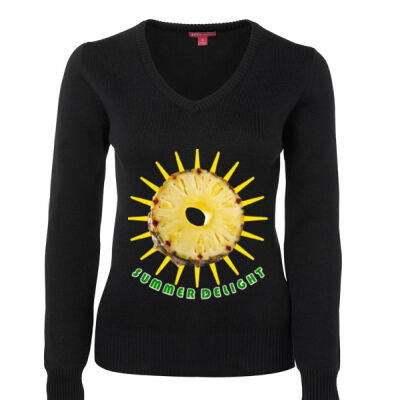 Tropical Pineapple Sun - Ladies Knitted Jumper Thumbnail