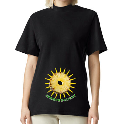 Tropical Pineapple Sun - Pique Unisex Mockneck T-Shirt Thumbnail