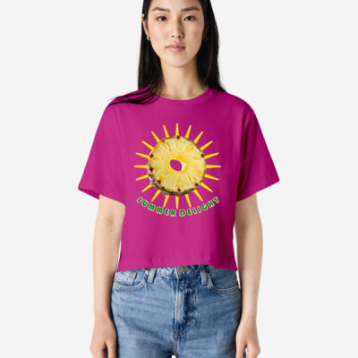 Tropical Pineapple Sun - Fine Jersey Women's Boxy Cropped T-Shirt Thumbnail