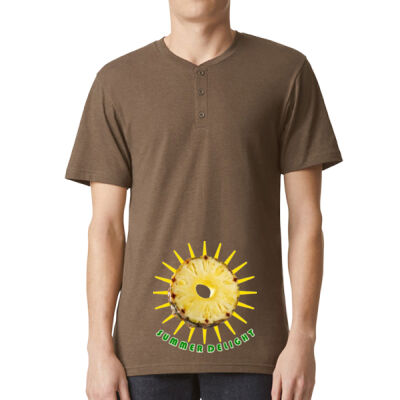 Tropical Pineapple Sun -  Unisex Relaxed-Fit Henley T-Shirt Thumbnail