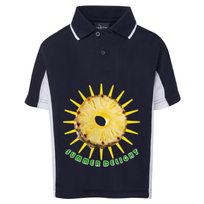 Tropical Pineapple Sun - Podium Kids Contrast Polo Thumbnail