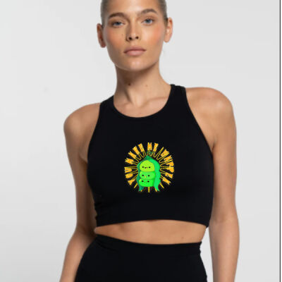  playful pea‑pod trio - Cropped Tank - Onyx Thumbnail
