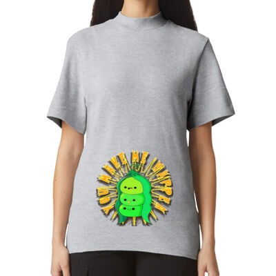  playful pea‑pod trio - Pique Unisex Mockneck T-Shirt Thumbnail