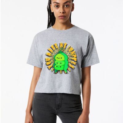  playful pea‑pod trio - Fine Jersey Women's Boxy Cropped T-Shirt Thumbnail