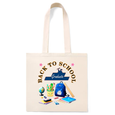 ultimate Back-to-School aesthetic - Organic Cotton Tote bag with inner zipper pocket Thumbnail