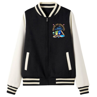 ultimate Back-to-School aesthetic - 500gsm Women's/Junior Wool Blend Soft Shell Varsity Jacket Thumbnail