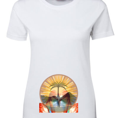 Tropical Flamingo Heart Sunset Merch - Ladies Special Tee Thumbnail