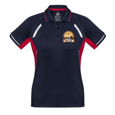 Tropical Flamingo Heart Sunset Merch -  Renegade Womens Short Sleeve Polo Thumbnail