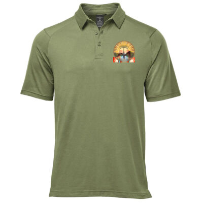 Tropical Flamingo Heart Sunset Merch - Men's Oasis Polo Thumbnail
