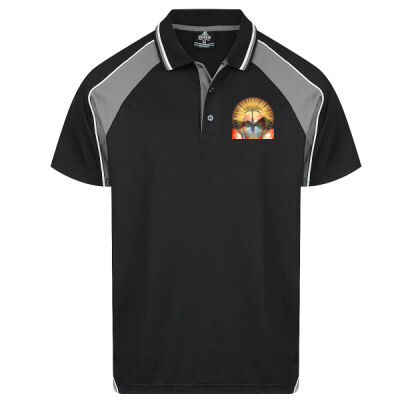 Tropical Flamingo Heart Sunset Merch - Panorama Mens Polos Thumbnail