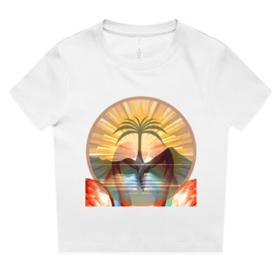 Tropical Flamingo Heart Sunset Merch - Wo's Organic Mini Tee Thumbnail