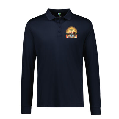 Tropical Flamingo Heart Sunset Merch -  Action Mens Long Sleeve Polo Thumbnail