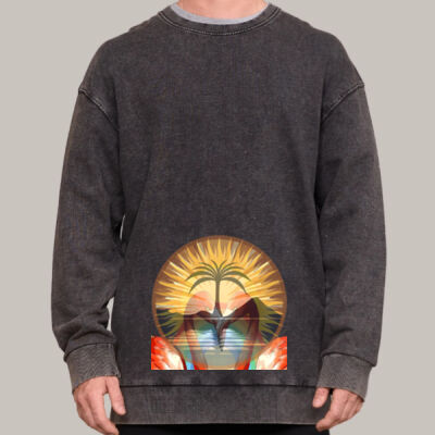Tropical Flamingo Heart Sunset Merch - Mens Slouch Sweater Thumbnail
