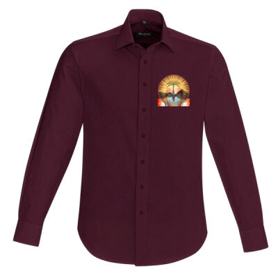 Tropical Flamingo Heart Sunset Merch - Mens Hudson Long Sleeve Shirt Thumbnail
