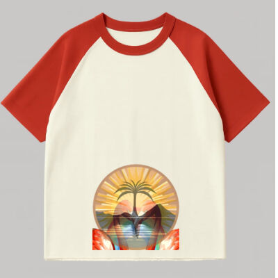 Tropical Flamingo Heart Sunset Merch - Raglan Tee Thumbnail