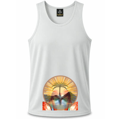 Tropical Flamingo Heart Sunset Merch - Botany Mens Singlets Thumbnail