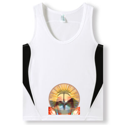 Tropical Flamingo Heart Sunset Merch - Mens Accelerator Cool Dry Singlet Thumbnail