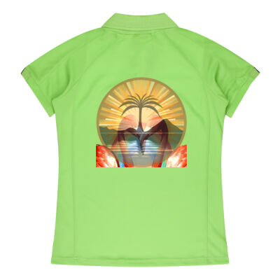 Tropical Flamingo Heart Sunset Merch - Flinders Lady Polos  Thumbnail