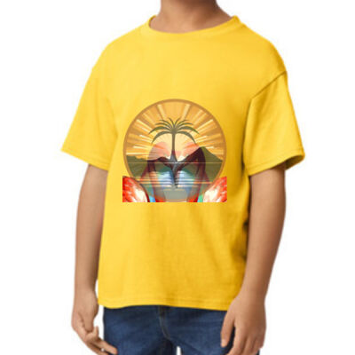 Tropical Flamingo Heart Sunset Merch - Youth Midweight Classic Fit T-Shirt Thumbnail