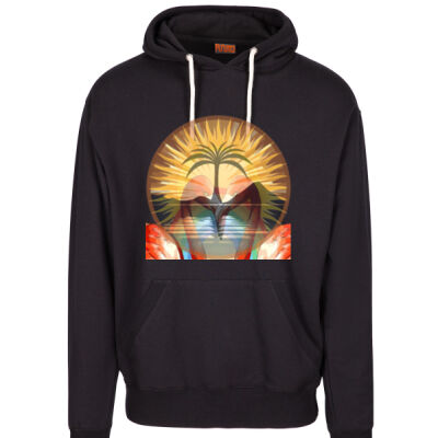 Tropical Flamingo Heart Sunset Merch - Mens Greatness Heather Hoodie Thumbnail