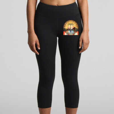 Tropical Flamingo Heart Sunset Merch - Wo's Active Mid Leggings Thumbnail