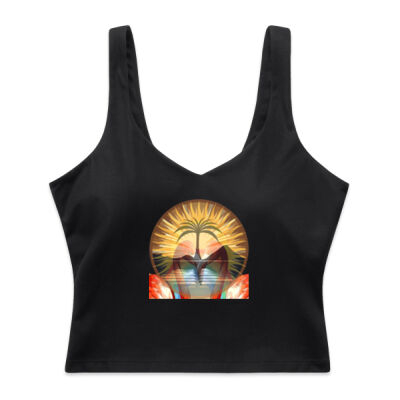 Tropical Flamingo Heart Sunset Merch - Wo's Active Bra Tank Thumbnail