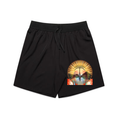 Tropical Flamingo Heart Sunset Merch - Active Pro Shorts 18" Thumbnail