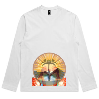 Tropical Flamingo Heart Sunset Merch - Box L/S Tee Thumbnail