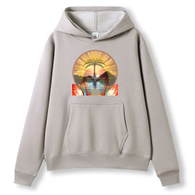 Tropical Flamingo Heart Sunset Merch - Womens/Juniors Kangaroo Pocket Hoodies Max (Print Area) Thumbnail
