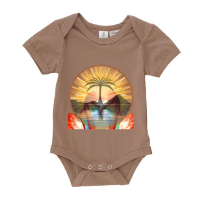 Tropical Flamingo Heart Sunset Merch - Short Sleeve Bodysuit Thumbnail