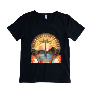 Tropical Flamingo Heart Sunset Merch - Adult – Basic Tee Thumbnail